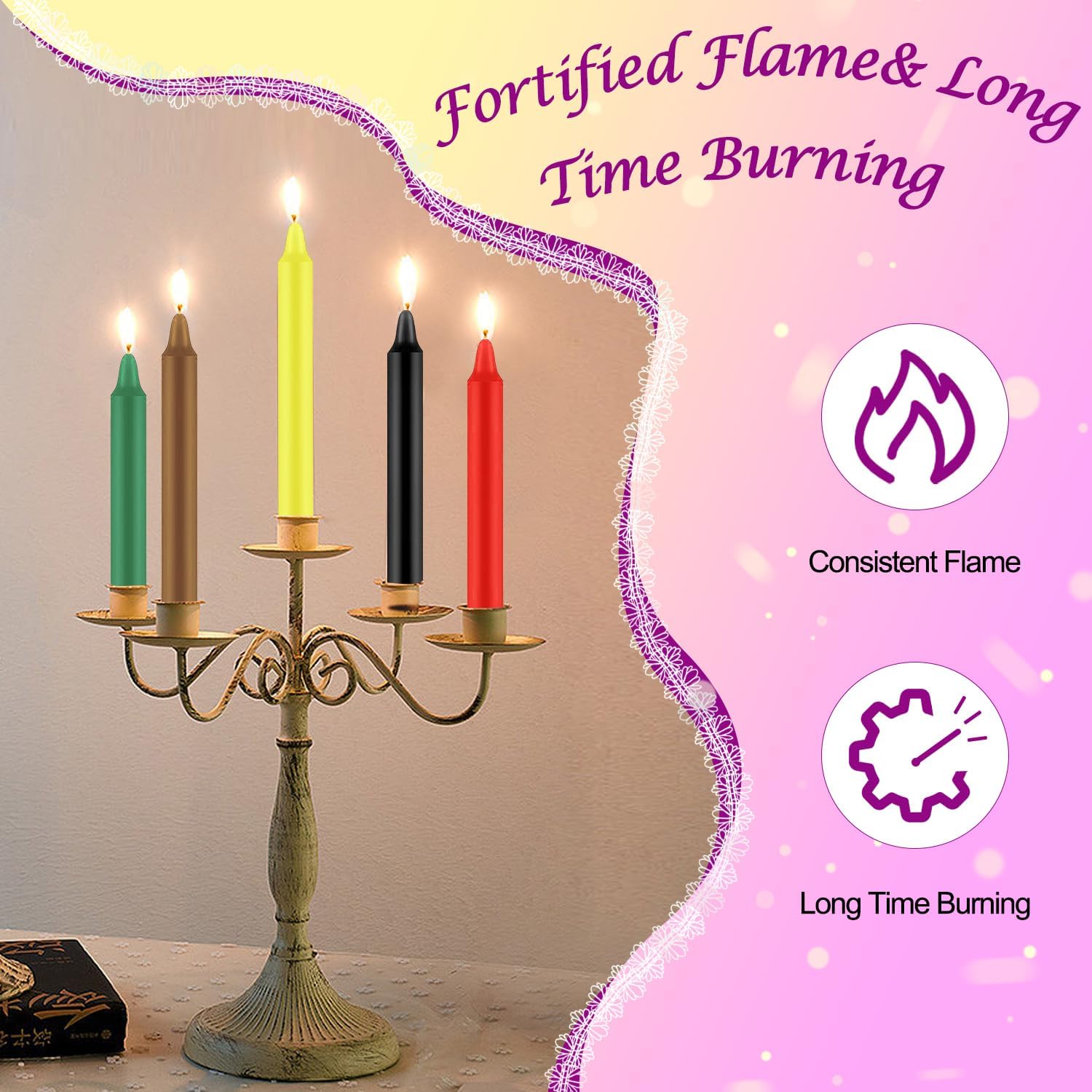 Tobeape 24 Pack Assorted Color Spell Chime Candles, 4" Mini Taper Candles | Unscented dripless wax for witchcraft supplies, Wiccan altar, spell casting, chakra meditation, and spiritual home decor.
