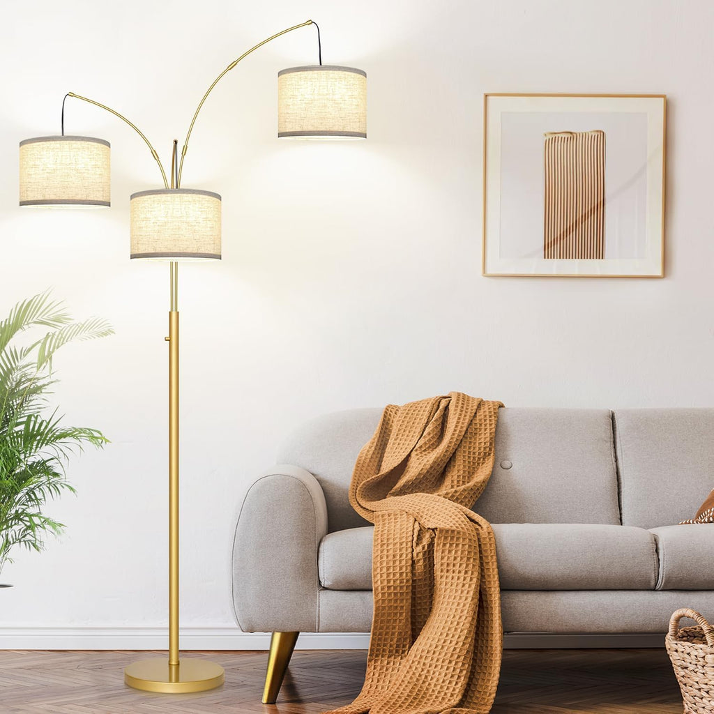 nintiue dimmable floor lamp - 3 lights gold, main product view