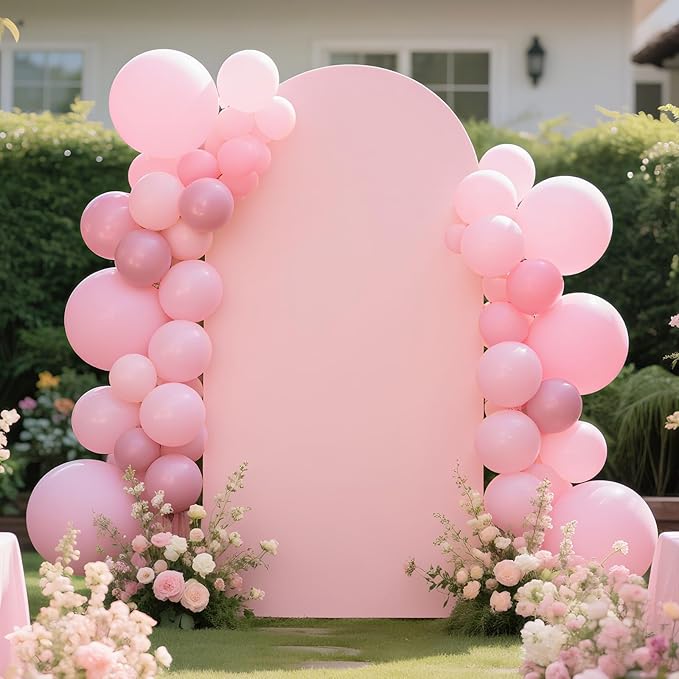 Ledido Wedding Arch Backdrop Cover 6FT Arch Covers Fitted Stretchy Spandex Round Top Stand Backdrop Cover for Wedding Banquet Ceremony Birthday Party Baby Shower Event Decoration,Pink
