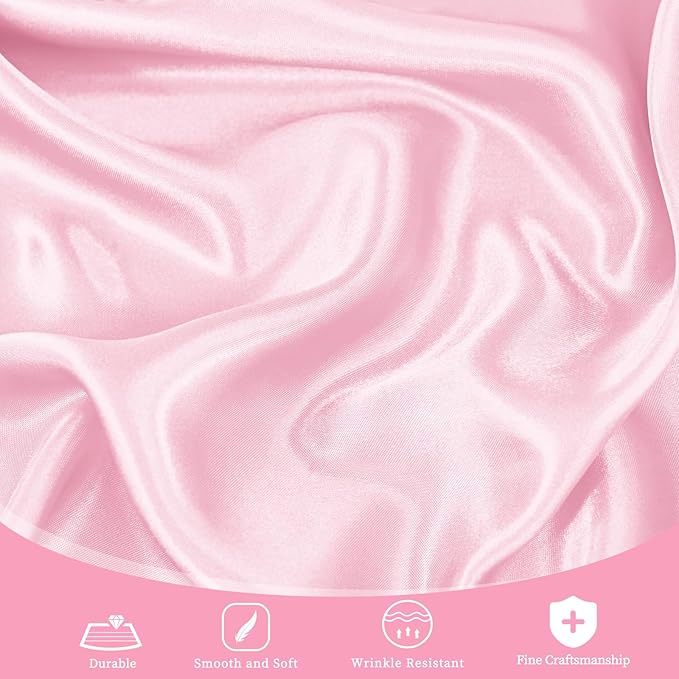 fani 12 Pack 120 Inch Light Pink Satin Tablecloth - Silky Round Tablecloth Overlay Smooth Fabric Table Cover, Bright Table Decoration for Wedding Party Banquet Events Restaurant Kitchen Dining