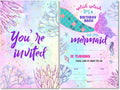 Soiceu Cute Under the Sea Mermaid Birthday Party Invitations with Envelopes Set of 20 Purple Pink Girl Birthday Party Invites