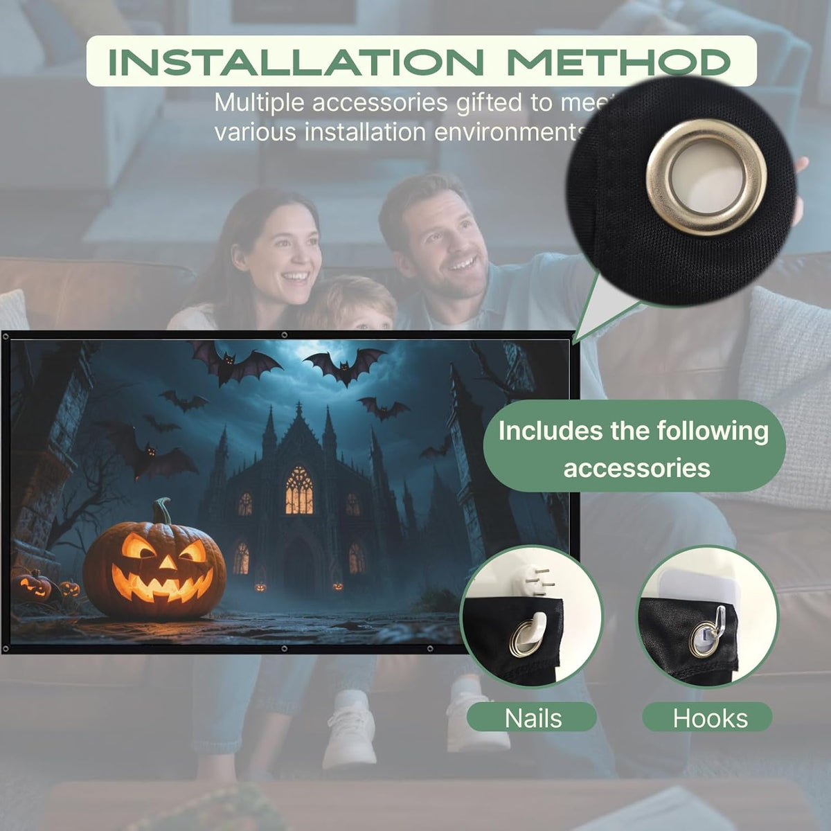 AAJK 120in Halloween Holographic Window Rear Projector Screen