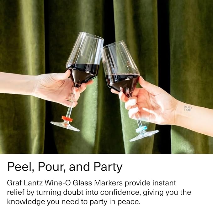Graf Lantz - Wine-O's Merino Wool Wine Glass Charms (Autumn) 12 Count - Drink Markers with Note Card - Reusable - 12 Colors - Boho Style - Home Decor, Party Favors & Vacation Essentials - 5mm Felt