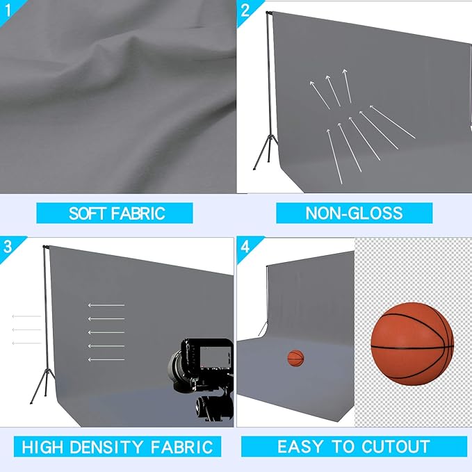 ISSUNTEX 5X7 ft Background Muslin Backdrop, Photo Studio, Collapsible High Density Screen for Video Photography and Television-Gray