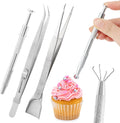 4pcs Sprinkles Tools for Cake Decorating, 4 Claw Sprinkle Pen Pearl Grabber Cakes Tweezers Pearl Sprinkle Spoon with Shovel Head Spoon for Cakes Ice Cream Baking