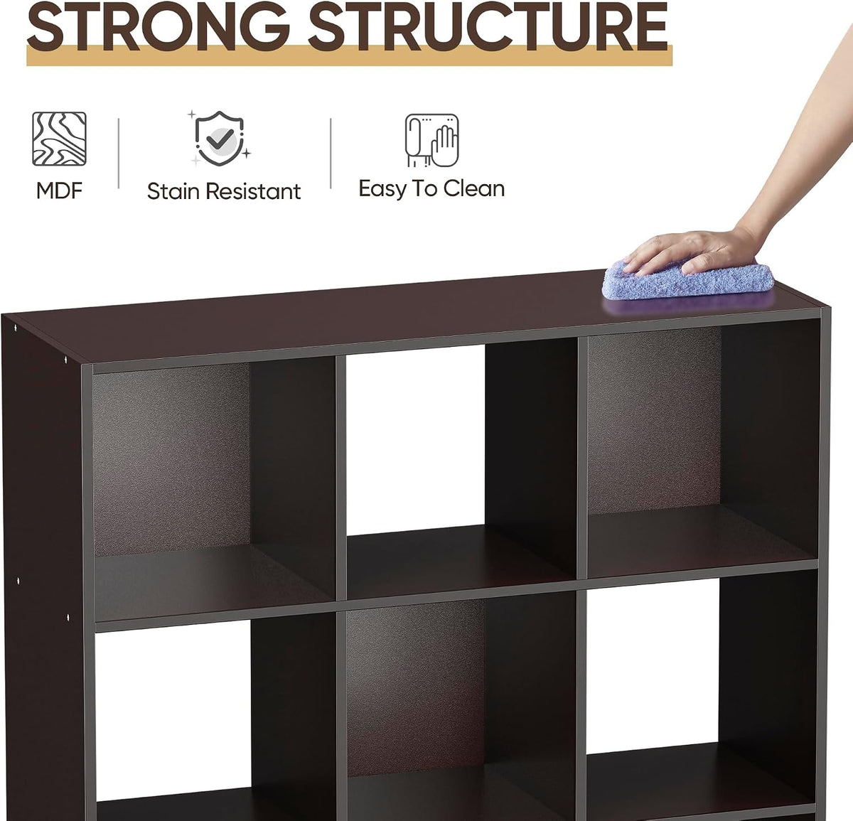zenstyle 9 cube storage shelf organizer, wooden bookshelf, package contents