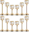 Set of 12 Gold Cup Crystal Tealight Candle Holders, Centerpieces for Table Wedding Centerpieces Crystal Decorative Tealight Candle Dining Table Candle Holder Decor for Party (3 Sizes)