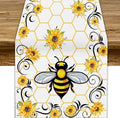 Bee Sunflower Table Runner, Farmhouse Orange Honeycomb Vintage Spring Summer Flowers Print Table Cover for Party Wedding Home Kitchen Dining Table Decor, 13x120inch