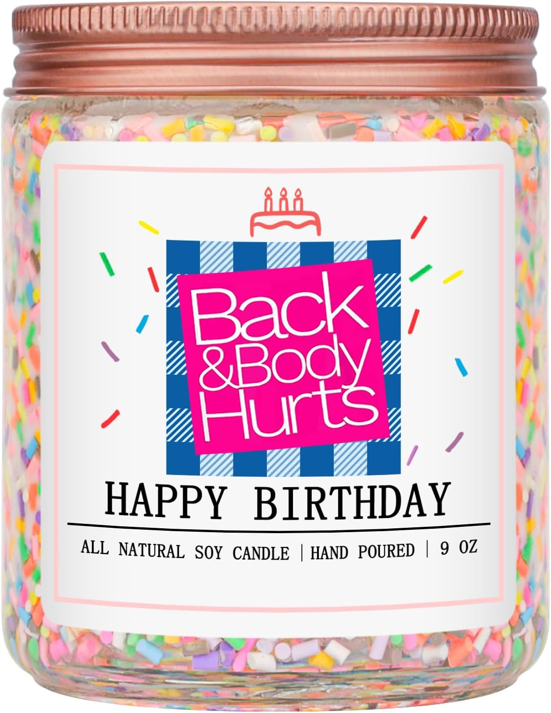 Homsolver Birthday Candles Gift for Her and Him, Birthday Gifts for Women Men, Unique Best Friend Gift Ideas -Back & Body Hurts Happy Birthday Candle