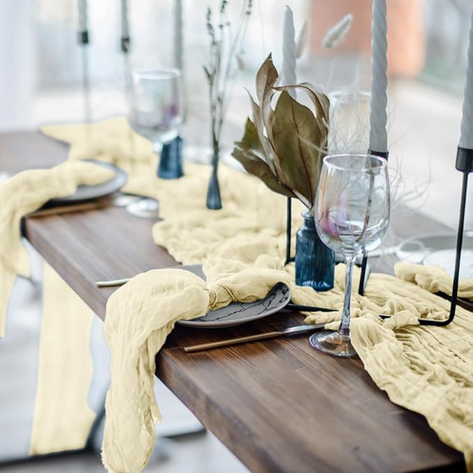 2 Pack Cheesecloth Table Runner 10Ft Christmas Gauze Boho Table Runners for Wedding Decor Bridal Shower Decorations Baby Shower Party(35" x 120")