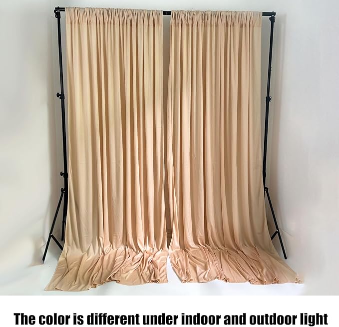 10 x 7 Feet Champagne Backdrop Curtain for Partie, Background Curtains for Photoshoot, Birthday, Wedding, Halloween, Thanksgiving, Christmas Day, New Year Party Decorations 5Ft x 7Ft, 2 Panels