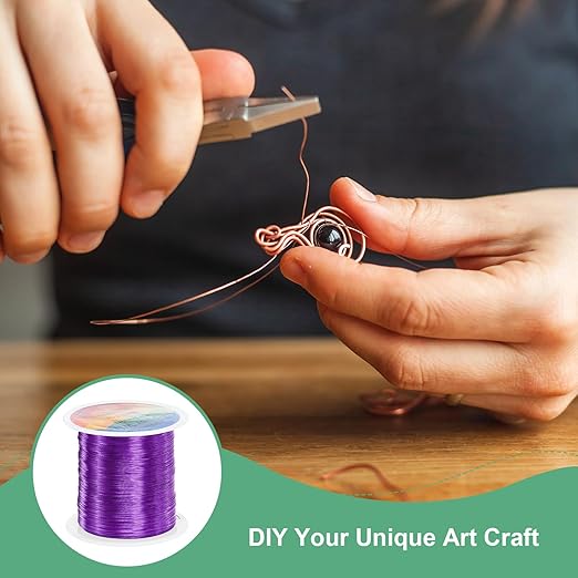 2-Rolls 0.2mm Jewelry Wire, 32 Gauge 328FT Craft Wire Copper Beading Wire for Jewelry Making/Planting/Weaving/DIY Crafting, Soft Metal Wires [100M, Purple]