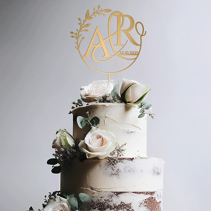 Personalized Wedding Cakes Topper, Gold Cake Toppers For Wedding, Anniversary Weddings Decorations, Custom Cake Topper Wedding Bride and Groom, Weddings Decor