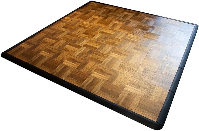 Big Floors 5X5DKOAKFLOOR Interlocking Lightweight Plastic Modular Dance Floor Kit (5' x 5'), Dark Oak, 45 Piece