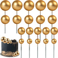 Round Ball Cake Toppers Cupcake Toppers Cake Decorations Bakeware Decoration Mini Balloon Cake Insert for Anniversary Birthday Party Wedding Decoration Gold Pack of 20