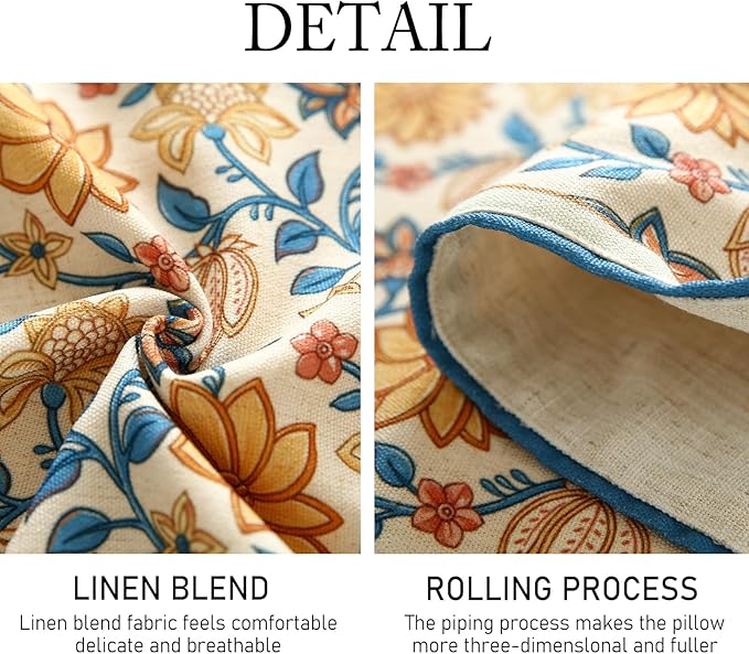 ISAENNE Designer Bohemian Elegant Linen Table Runner 71 Inches Long,Floral Pattern Duable Decor Table Runners for Dining Tables,Thanksgiving,Kitchen Tables,Christmas,12"*71"-Estevan B