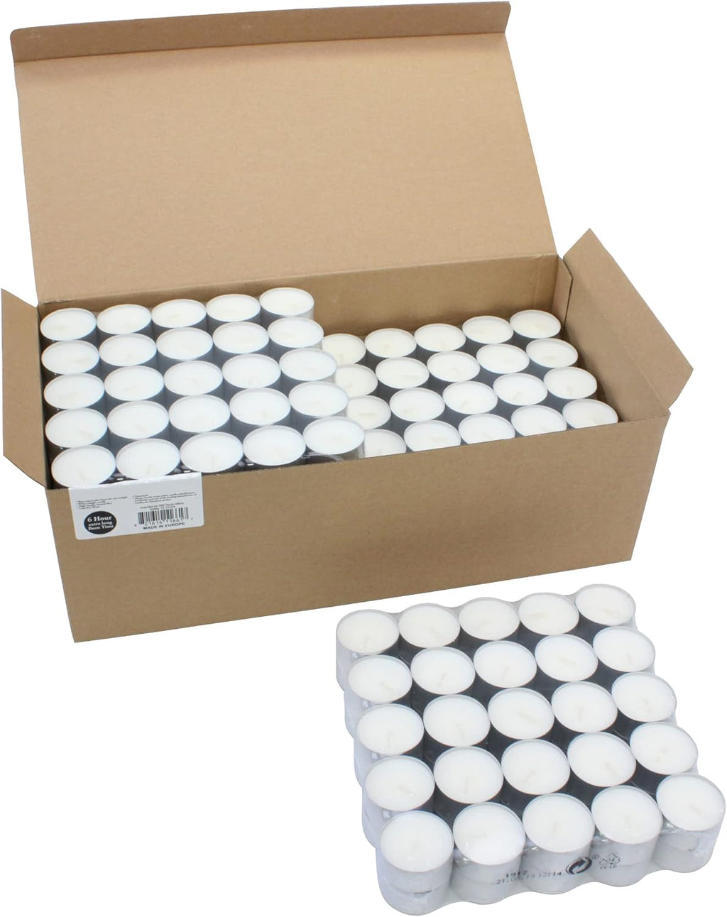 Stonebriar 600 Pack Unscented Tea Light Candles with 6-7 Hour Extended Burn Time, White, 300 Count