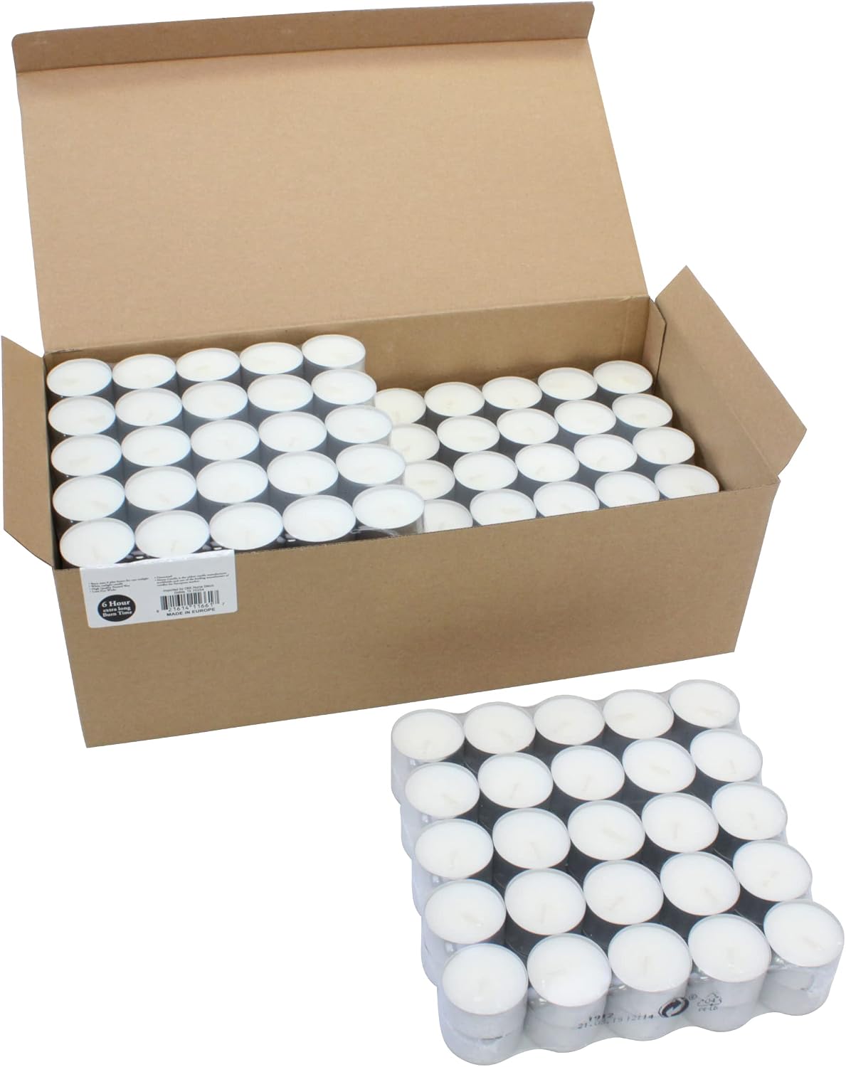 Stonebriar 600 Pack Unscented Tea Light Candles with 6-7 Hour Extended Burn Time, White, 300 Count