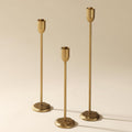 Perfnique Brass Candlestick Holders Set of 3 - Antique Gold Iron Candle Holders for Christmas, Birthday, Wedding, Party, Dining Table, Fireplace Mantel Decor
