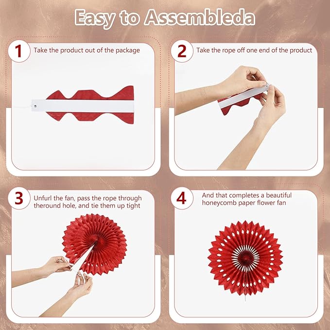 20 Pcs Brown Hanging Paper Fan, Hanging Honeycomb Round Paper Fans for Weddings, Birthdays, Christmas, Baby Showers, Classroom, Events Ceiling Party Supplies Decorations