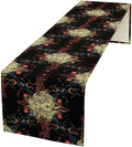 Boho Moon Lion Table Runner, Chinese Fish Phase of The Moon Sun Moon Table Runner for Kitchen Dining Table Home Party,13x108 Inch Black Red