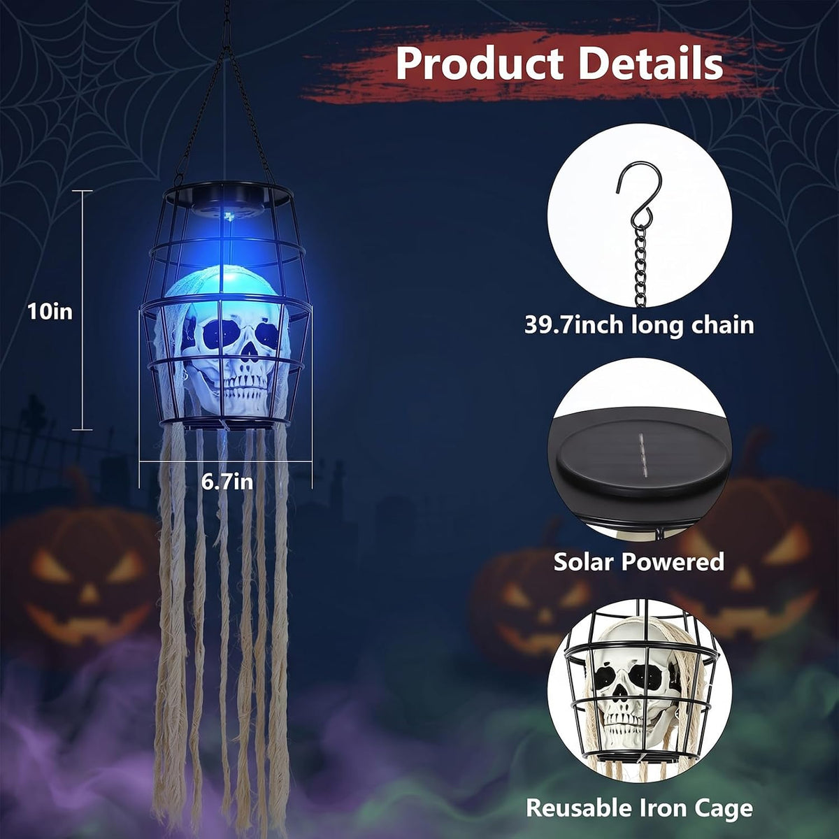 2PCS Solar Skeleton Halloween Lights, LED Color Changing Halloween Decoration...