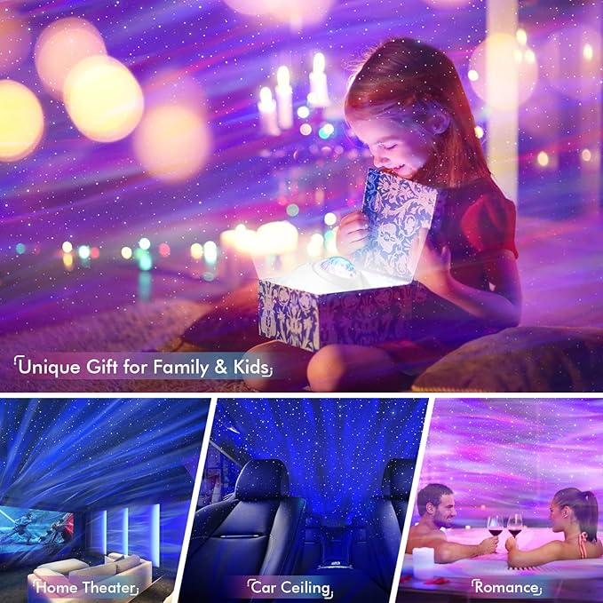 Rossetta Star Projector, Galaxy Projector for Bedroom, Bluetooth Speaker and White Noise Aurora Projector, Night Light Projector for Kids Adults Gaming Room, Home Theater, Ceiling, Room Decor