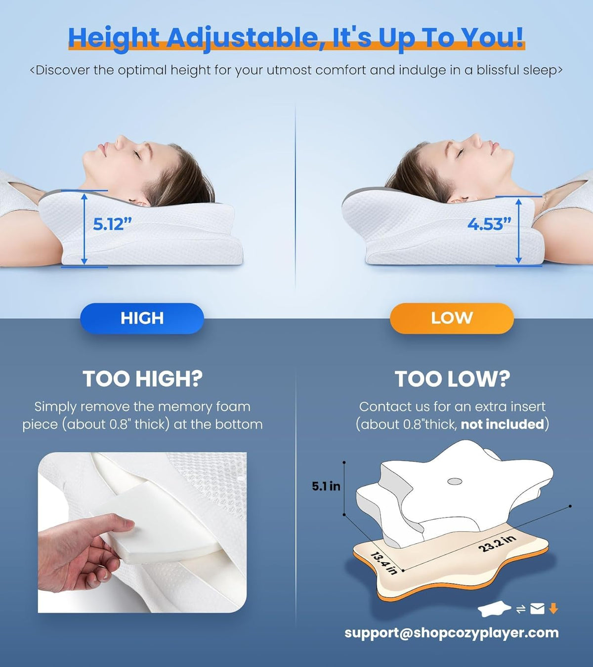 Ultra Pain Relief Cooling Pillow for Neck Support, Adjustable Cervical Pillow...