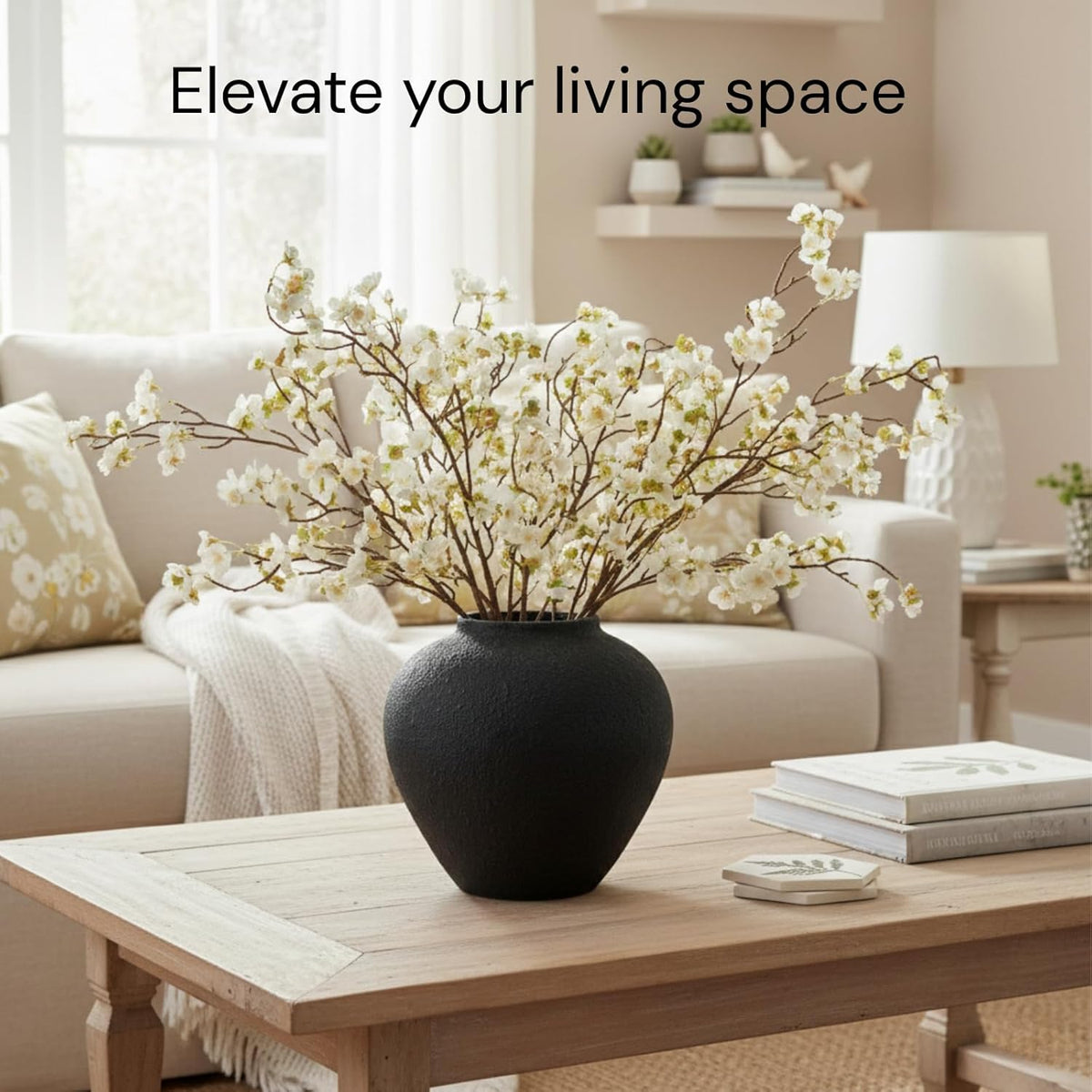 white cherry blossom branches – 6 pcs 33.5", side view