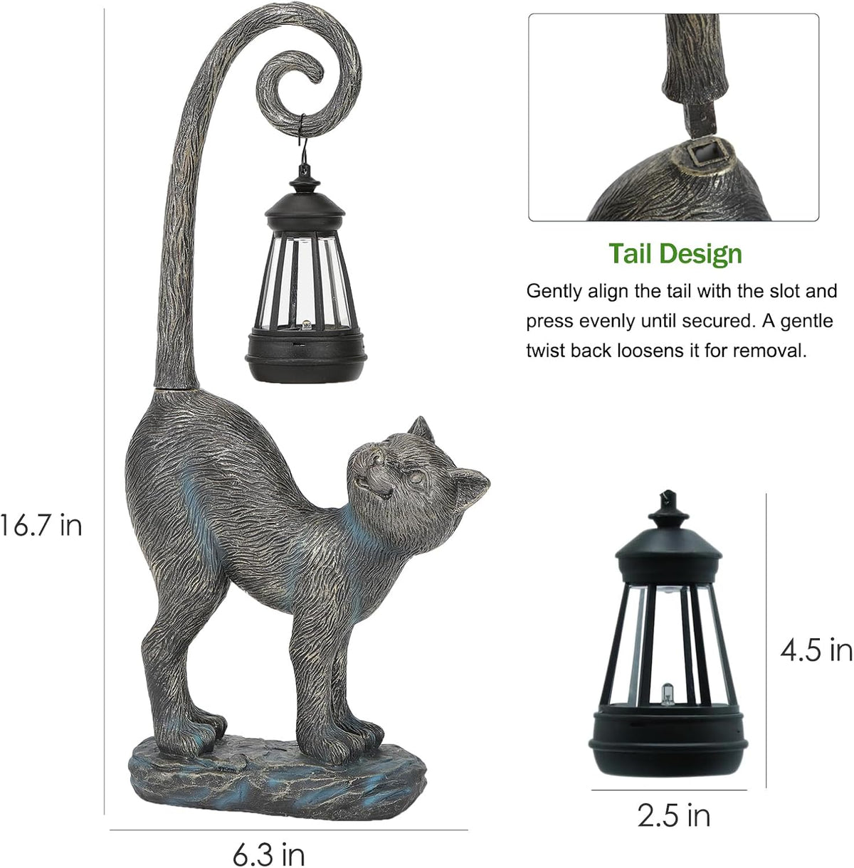 Halloween Decorations Gifts Outdoor Cat Garden Statues with Solar Lights, Hom...
