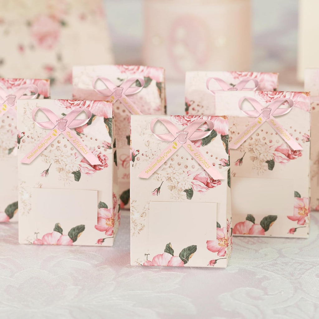 Personalized Ribbons Bows with Name 30 50 100 PCS for Bridal Shower Wedding Birthday Favors Custom Made Cut Ribbons Customized Assembled Bows with Safety Pins