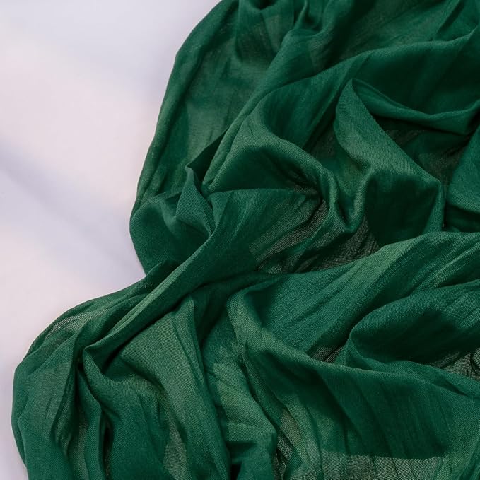 Emerald Green Cheesecloth Table Runner 4 Pack Fall Table Runners Boho Gauze 120 Inches Green Cheese Cloth Fall Table Decorations for Thanksgiving Wedding Bridal Baby Shower Tea Party
