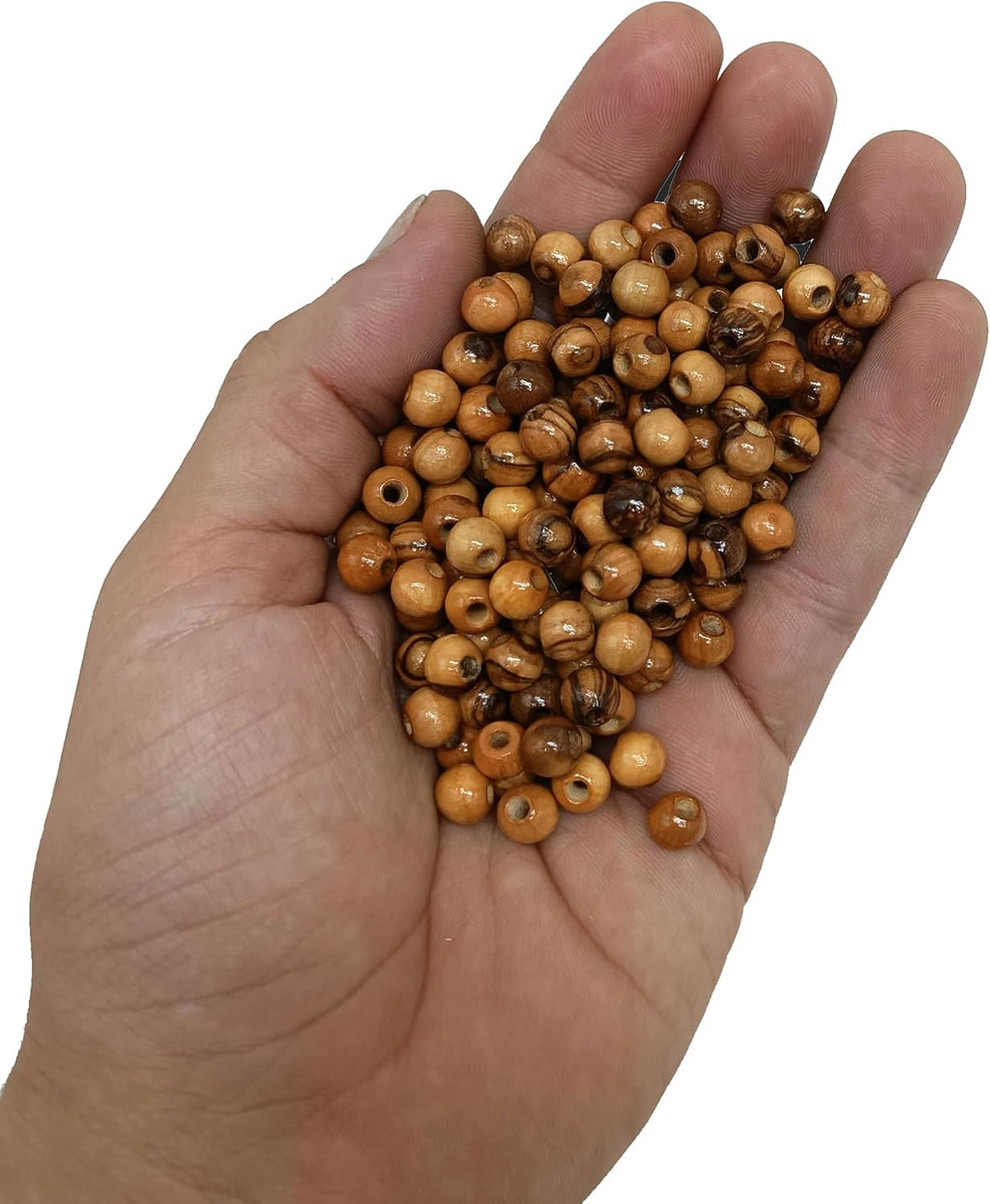 holy land olivewood 6mm rosary beads for sale, side view