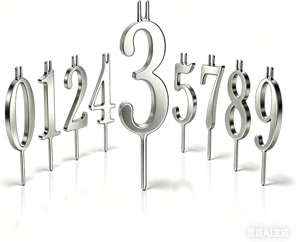 Stainless Steel Number Candle Holder Set, 1 Set | Heavy Duty, Thickened, Reusable, Heat-Resistant, Metal Birthday Candle Holder for Cakes