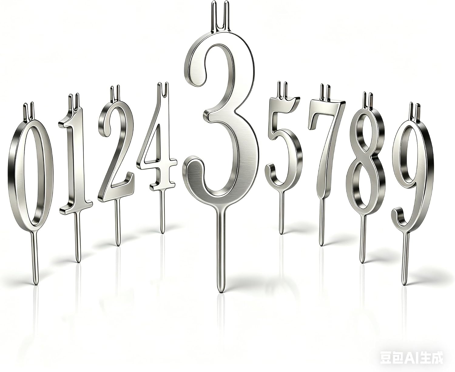 Stainless Steel Number Candle Holder Set, 1 Set | Heavy Duty, Thickened, Reusable, Heat-Resistant, Metal Birthday Candle Holder for Cakes