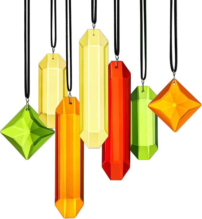 HDCRYSTALGIFTS 7PCS Crystal Prisms Suncatcher for Window Hanging, Rainbow Hanging Crystal Sun Catchers Indoor Window, Home Garden Christmas Decorations (Season Design)