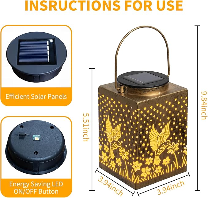 2 Pack Bronze Solar Lights Outdoor Waterproof Decorative - Gifts for Women Mom Grandma, Hummingbird Garden Decor for Yard, Patio,Backyard, Porch , Garden (Hummingbird)