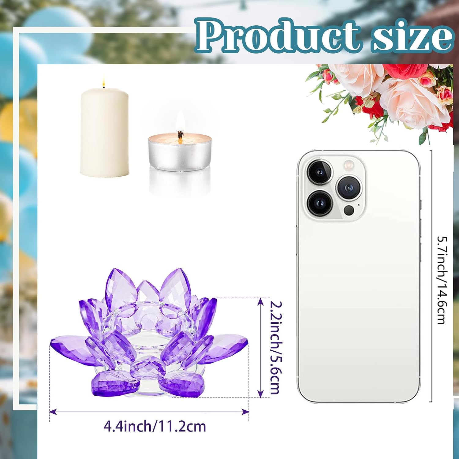 1 Pc Purple Crystal Lotus Flower Tealight Candle Holder | Glass Votive Candlestick Decor for Home, Wedding, Party & Christmas Table Centerpieces