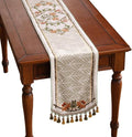 patdrea Designer French Floral Extra Long Velvet Table Runner 118 Inch Long,Green Orange Blossoms Pattern Table Mat, Decor for Kitchen Dining Coffee Table Cabinet Banquet Thanksgiving,16"*118"