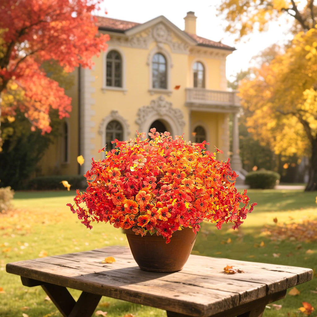 grunyia 20 bundles uv resistant artificial fall flowers, close-up detail