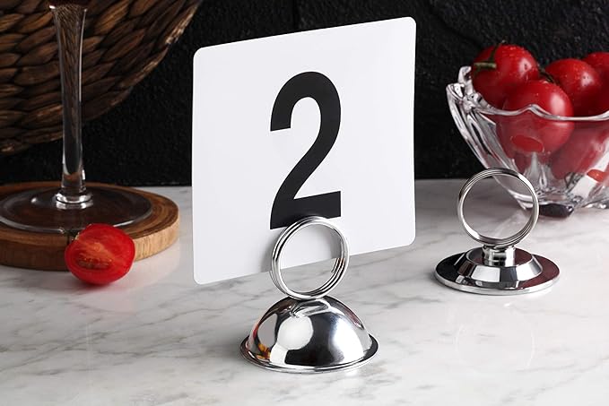 New Star Foodservice 23398 Ring-Clip Table Number Holder/Number Stand/Place Card Holder, Set of 12, 1.5-Inch