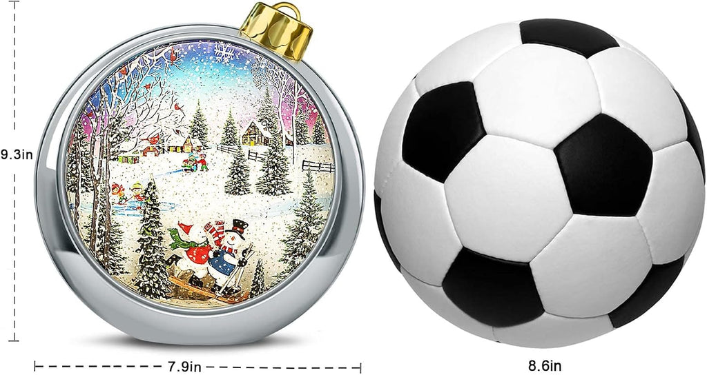 Large Christmas Snowman Snow Globe Light up Lantern with 8 Songs, 8.7" Silver Big Christmas Snow Globes for Kids Adults, 6H Timer & Dual Power, Snowglobes Christmas Decorations Indoor Gifts for Women