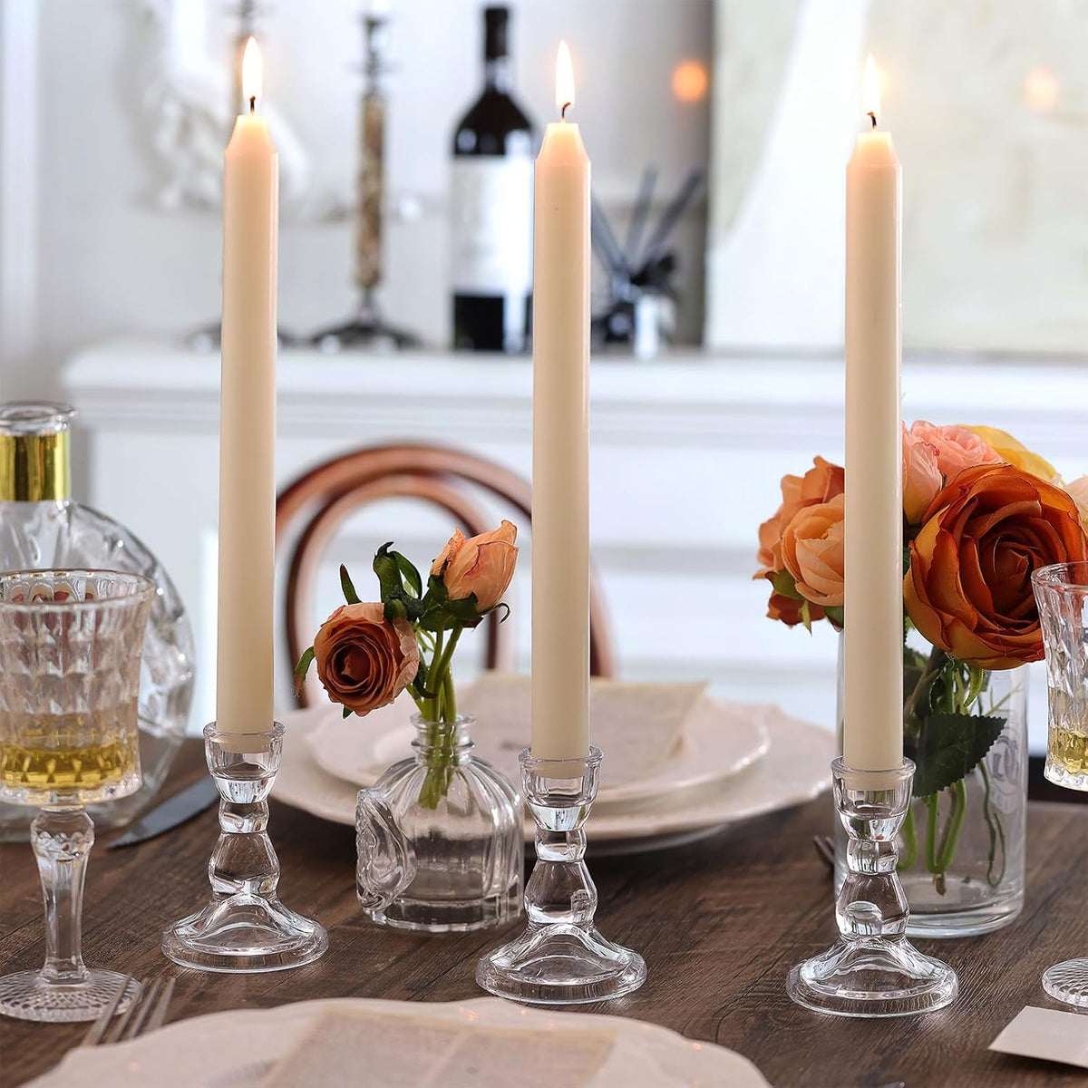 Lanttu 24 Pcs Candlestick Holders Bulk 3.55''x2.56'' Taper Ca...