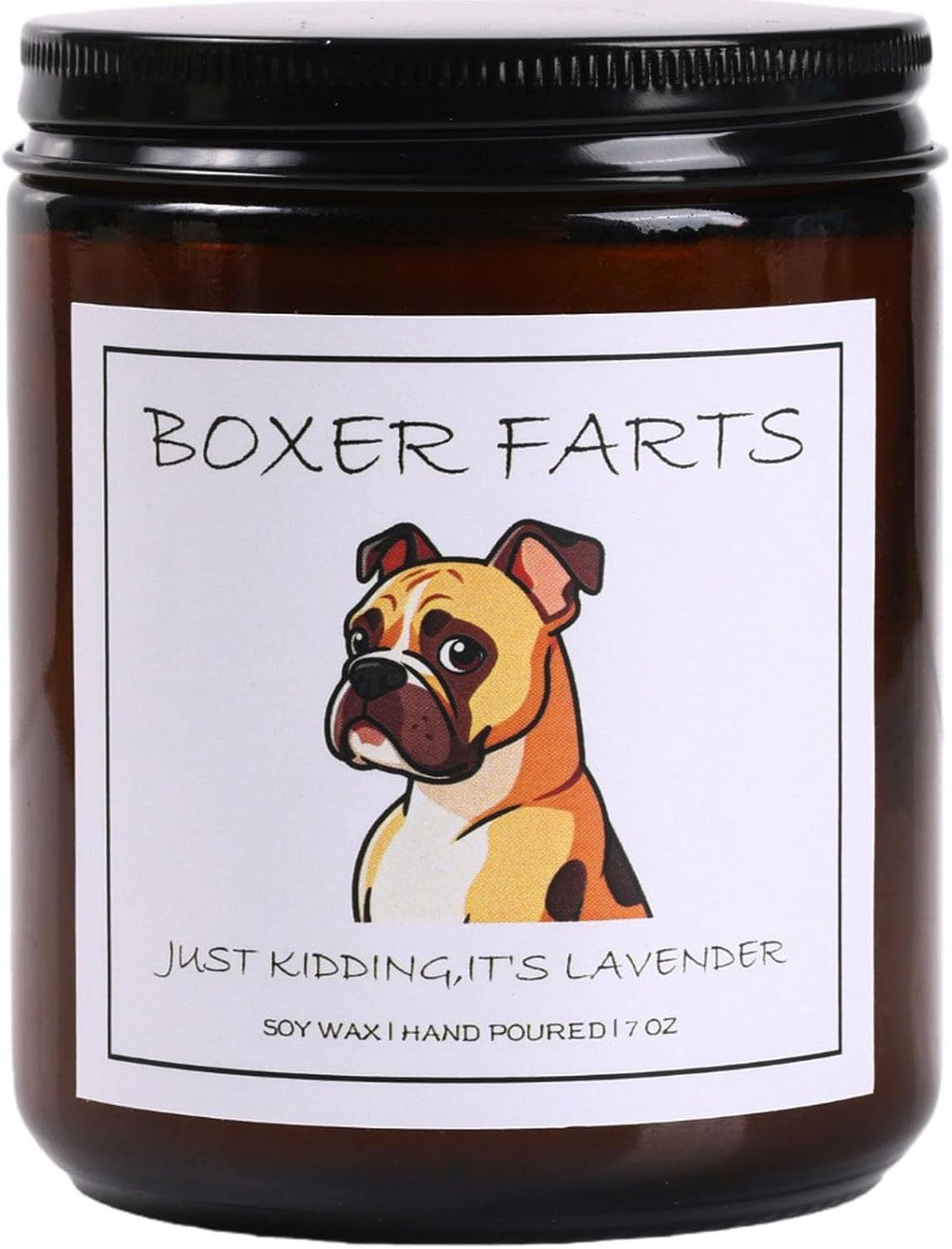 Boxer Dog Gifts & Decor, Boxer Gifts - Dog Mom Gift, Boxer Farts Candle, Natural Soy Wax Lavender Scented Candle 7oz