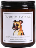 Boxer Dog Gifts & Decor, Boxer Gifts - Dog Mom Gift, Boxer Farts Candle, Natural Soy Wax Lavender Scented Candle 7oz