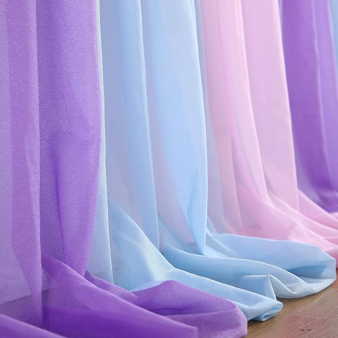 6ft Pink Blue Purple Tulle Table Skirts for Mermaid Baby Shower Birthday Party Wedding Pastel Tutu Table Cloth Cover for Rectangle Tables or Round Tables