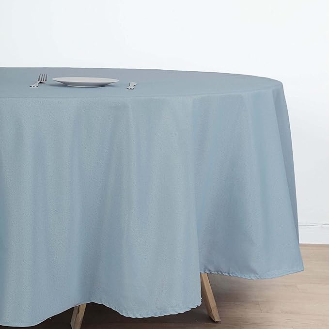 Efavormart Round Tablecloth, 108 Inch Stain & Wrinkle Resistant Washable Table Cloth, Decorative Polyester Fabric Table Cover for Banquet, Wedding, Dining- Dusty Blue