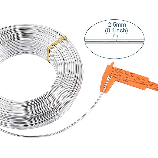 Fashewelry 114 Feet 10 Gauge Aluminum Wire Silver Bendable Metal Craft Wire for Beading Jewelry Craft Making (2.5mm)