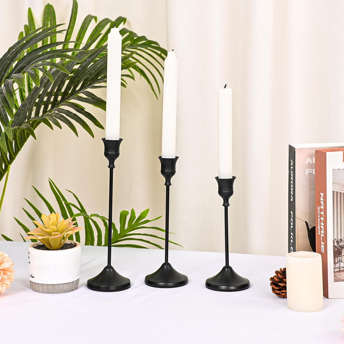 Matte Black Candlestick Holders 12 PCS,Metal Taper Candle Holder