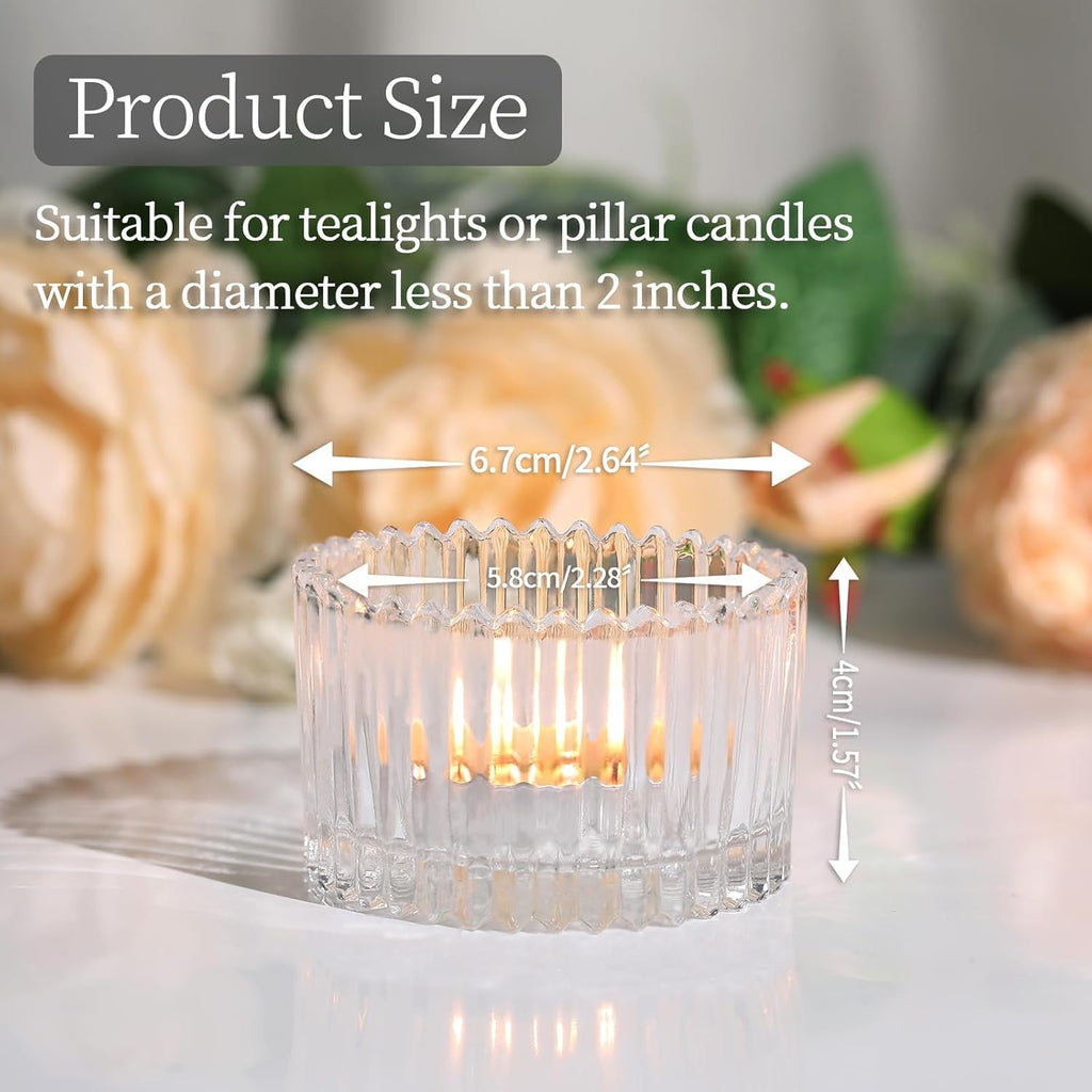 HAVITI 24 Pcs Large Tea Light Holders, Clear Glass Candle Holders, Votive Candle Holders for Table Centerpiece Wedding Table Decor(1.57" H 2.64" D)